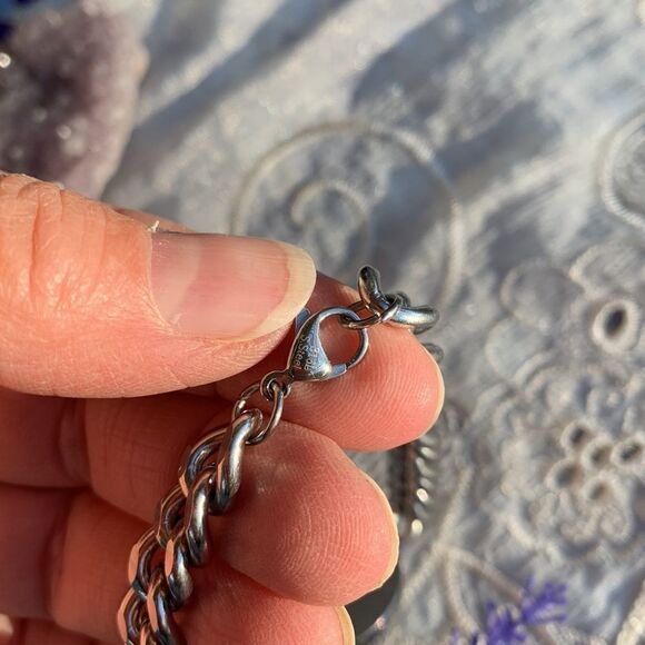 VTG Lapis Lazuli Cabochon 316L Stainless Steel Bracelet - Unisex - Picture 6 of 9